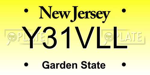 Y31VLL New Jersey License Plate