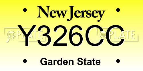 Y326CC New Jersey License Plate