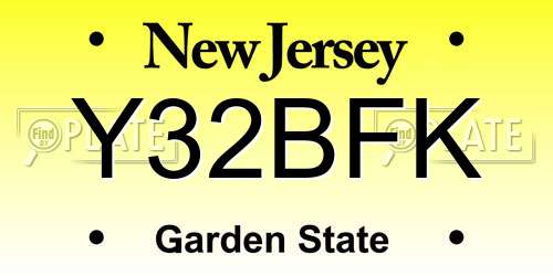 Y32BFK New Jersey License Plate