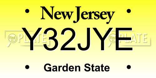 Y32JYE New Jersey License Plate