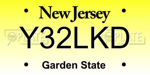 Y32LKD New Jersey License Plate
