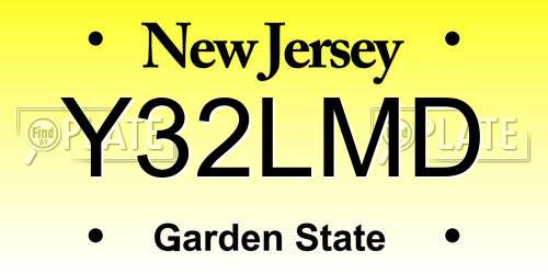 Y32LMD New Jersey License Plate
