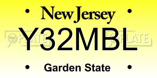 Y32MBL New Jersey License Plate