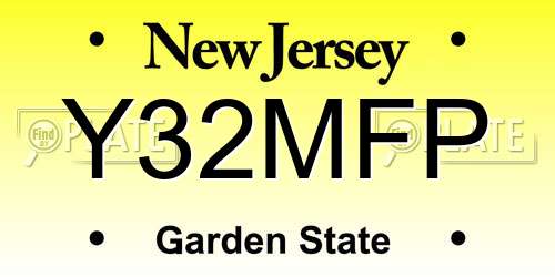 Y32MFP New Jersey License Plate