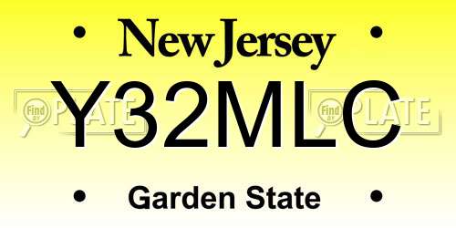 Y32MLC New Jersey License Plate