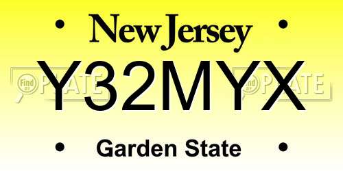 Y32MYX New Jersey License Plate