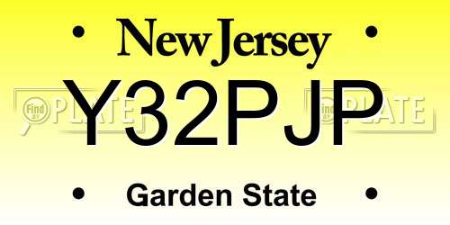 Y32PJP New Jersey License Plate