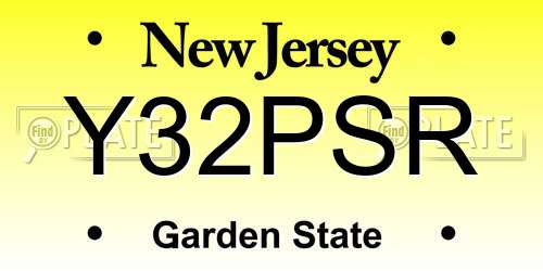 Y32PSR New Jersey License Plate