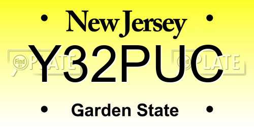 Y32PUC New Jersey License Plate