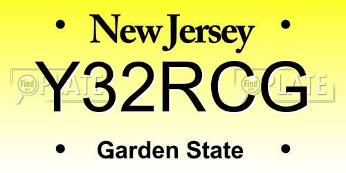 Y32RCG New Jersey License Plate