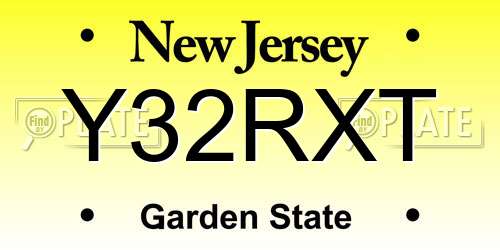 Y32RXT New Jersey License Plate