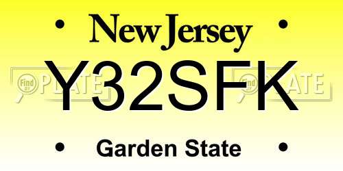 Y32SFK New Jersey License Plate