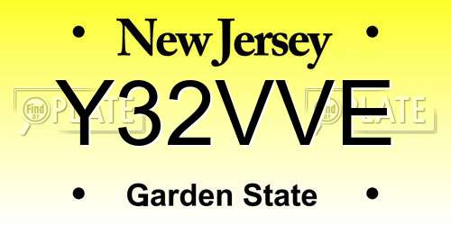Y32VVE New Jersey License Plate