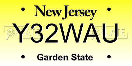 Y32WAU New Jersey License Plate
