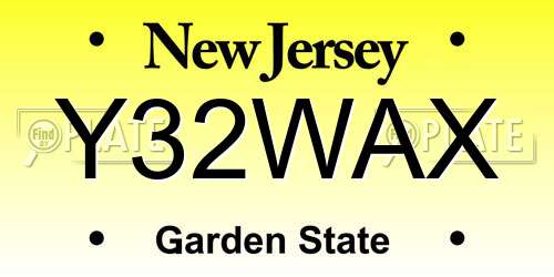 Y32WAX New Jersey License Plate