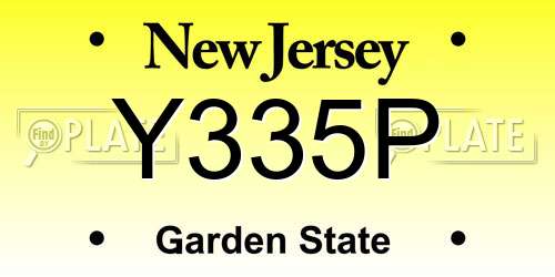 Y335P New Jersey License Plate
