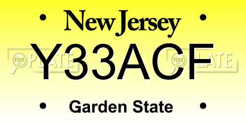 Y33ACF New Jersey License Plate