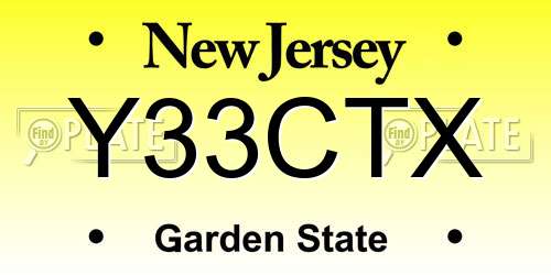 Y33CTX New Jersey License Plate