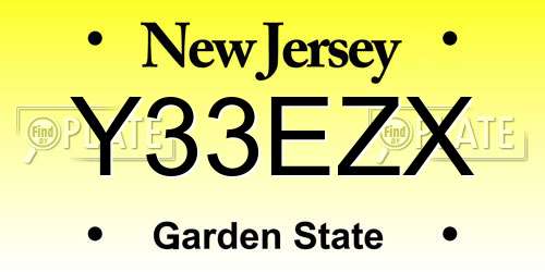 Y33EZX New Jersey License Plate