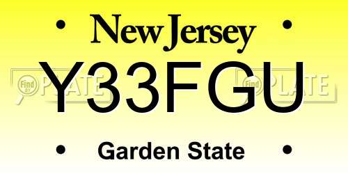 Y33FGU New Jersey License Plate