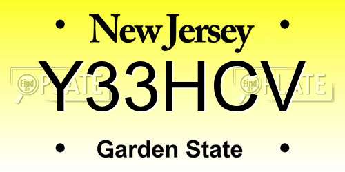 Y33HCV New Jersey License Plate