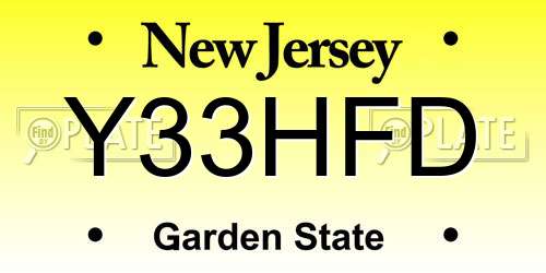 Y33HFD New Jersey License Plate
