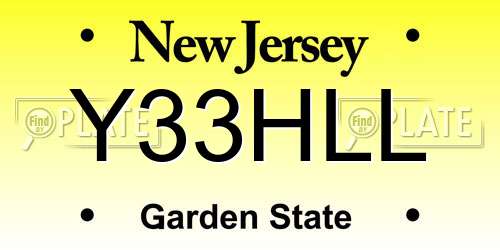 Y33HLL New Jersey License Plate