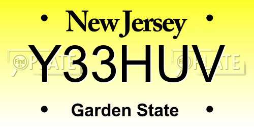 Y33HUV New Jersey License Plate