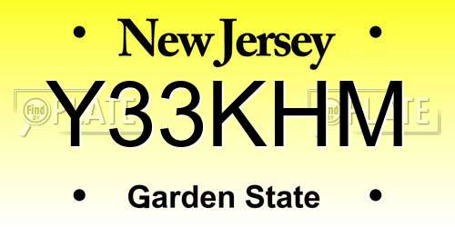 Y33KHM New Jersey License Plate