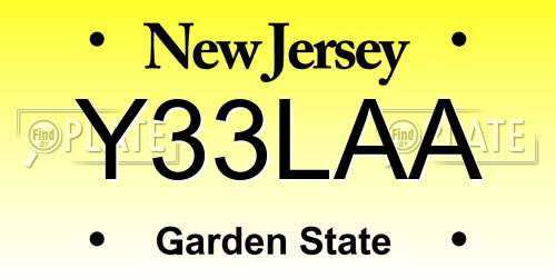 Y33LAA New Jersey License Plate