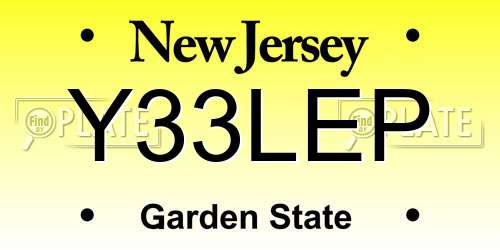 Y33LEP New Jersey License Plate
