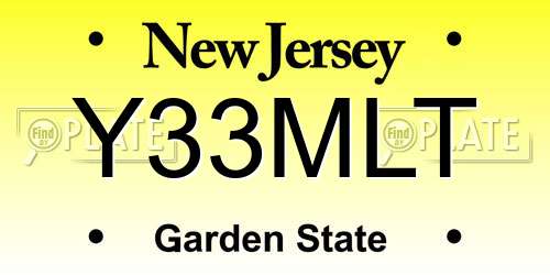 Y33MLT New Jersey License Plate