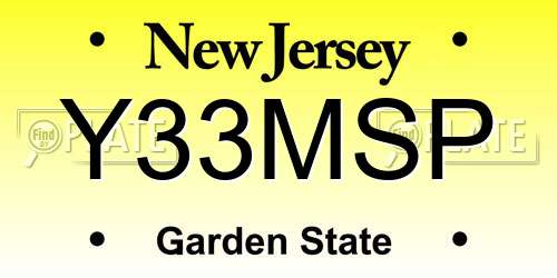 Y33MSP New Jersey License Plate