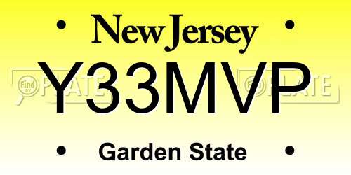 Y33MVP New Jersey License Plate