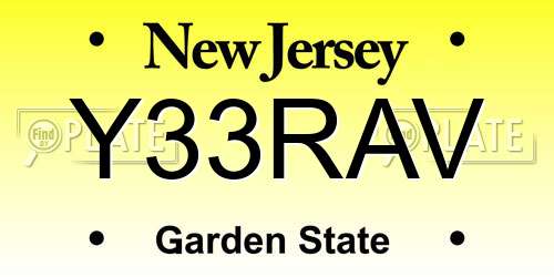 Y33RAV New Jersey License Plate