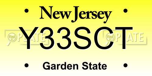 Y33SCT New Jersey License Plate