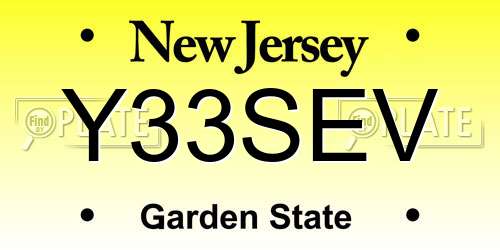 Y33SEV New Jersey License Plate