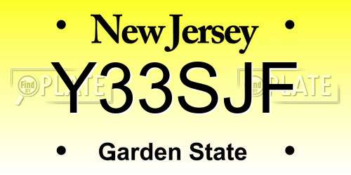 Y33SJF New Jersey License Plate