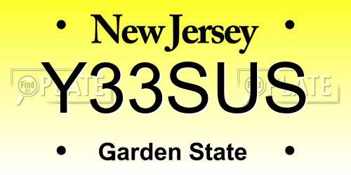 Y33SUS New Jersey License Plate