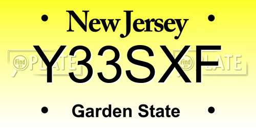 Y33SXF New Jersey License Plate