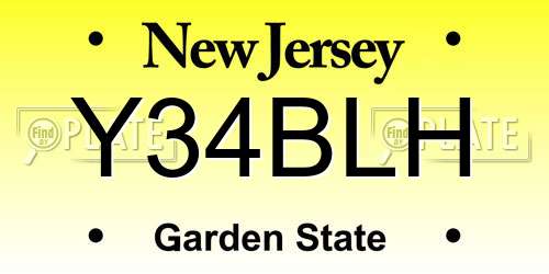 Y34BLH New Jersey License Plate