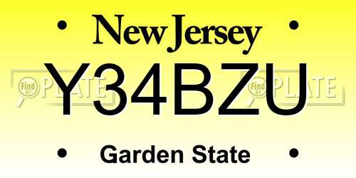 Y34BZU New Jersey License Plate