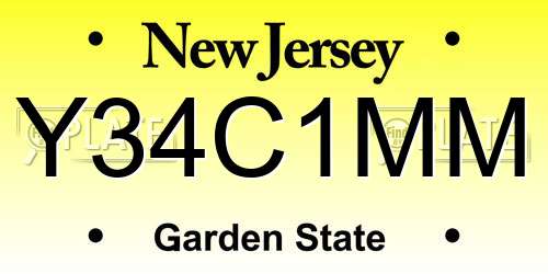Y34C1MM New Jersey License Plate