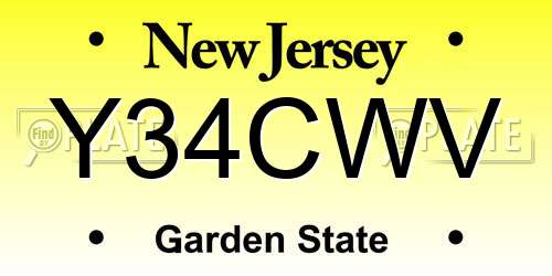 Y34CWV New Jersey License Plate