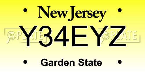 Y34EYZ New Jersey License Plate