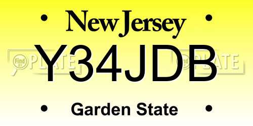Y34JDB New Jersey License Plate