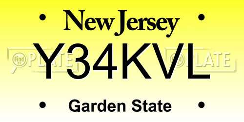 Y34KVL New Jersey License Plate