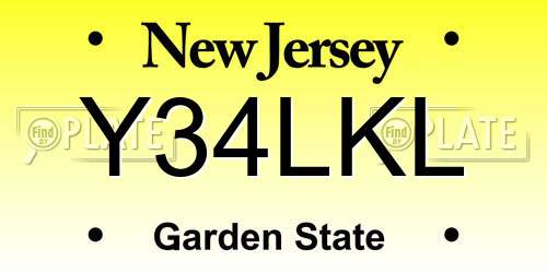 Y34LKL New Jersey License Plate
