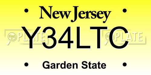 Y34LTC New Jersey License Plate