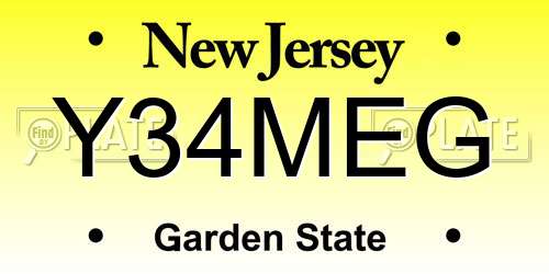 Y34MEG New Jersey License Plate